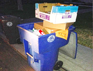 Boxes on waste bin